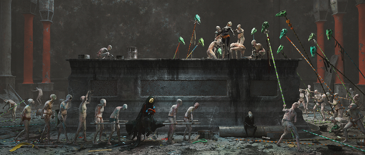 3D fine art rendering of surreal religious ceremony and dark arts - Tobias Tarland
